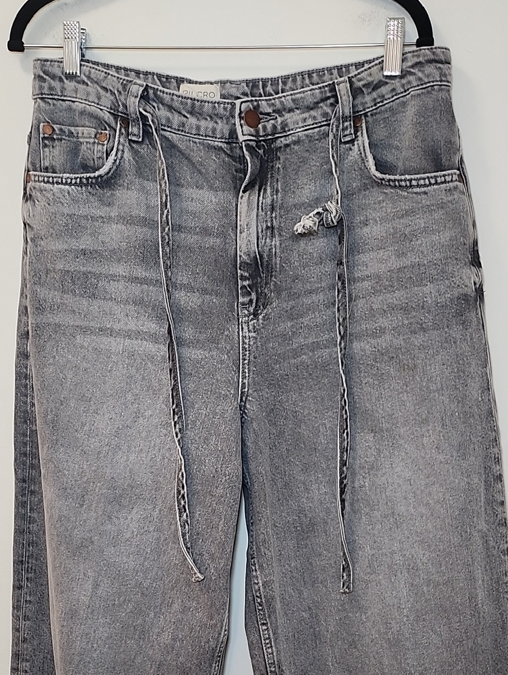 Anthro Pilcro High-Rise Wide-Leg Jeans Gray Charcoal Size 30 - Picture 5 of 16